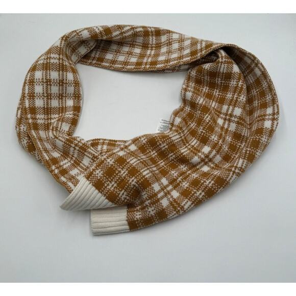 Timberland | Women's Plaid Wool Blend Scarf Brown & White | Layering Accessory - Picture 2 of 7